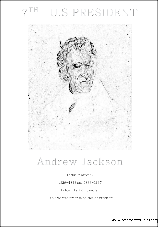 7th US president, Andrew Jackson, kids coloring sheet | GREAT SOCIAL ...